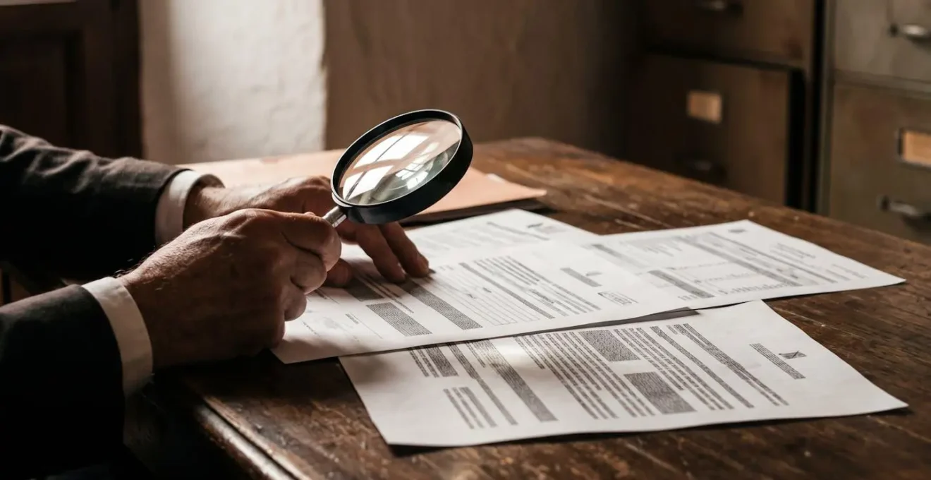 Consumidor español revisando documentación financiera con lupa destacando TAE y transparencia bancaria